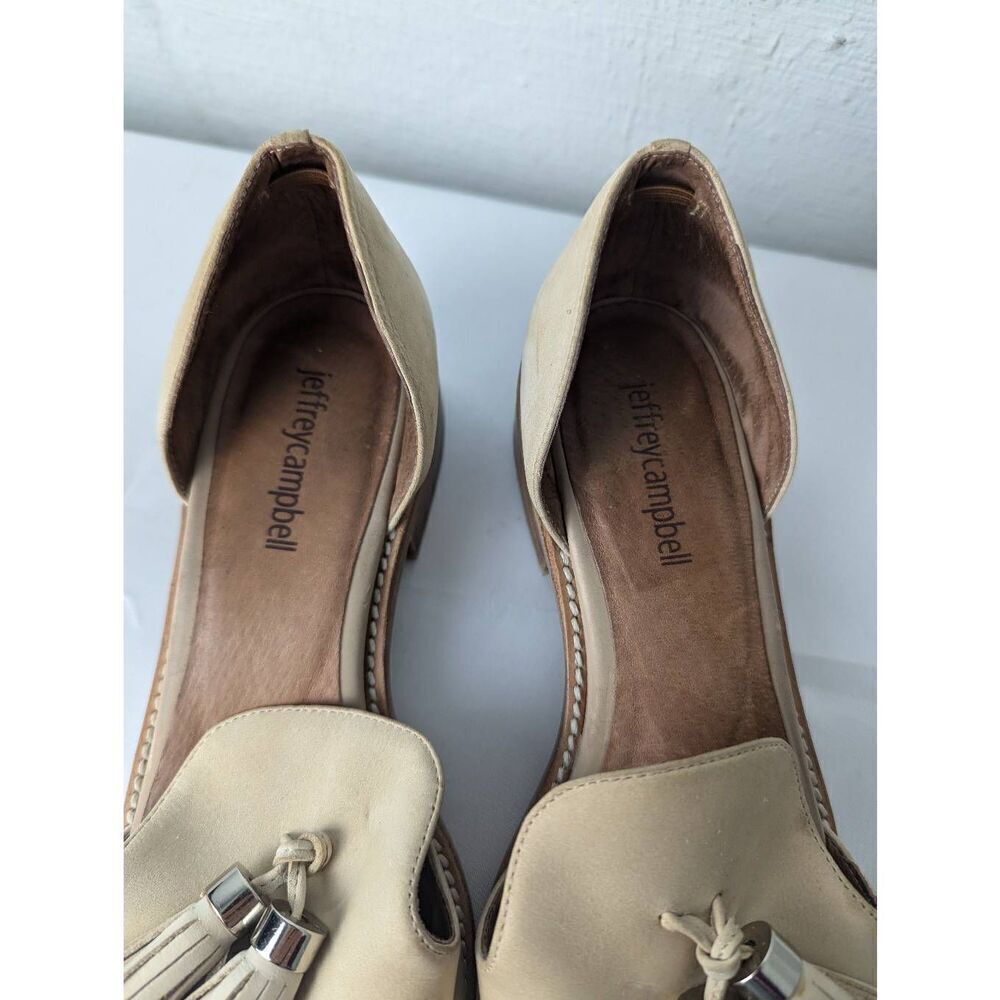 Jeffrey Campbell - D'orsay "Open Case" Designer Cream Tassel Leather Loafers Sz - Picture 3 of 7